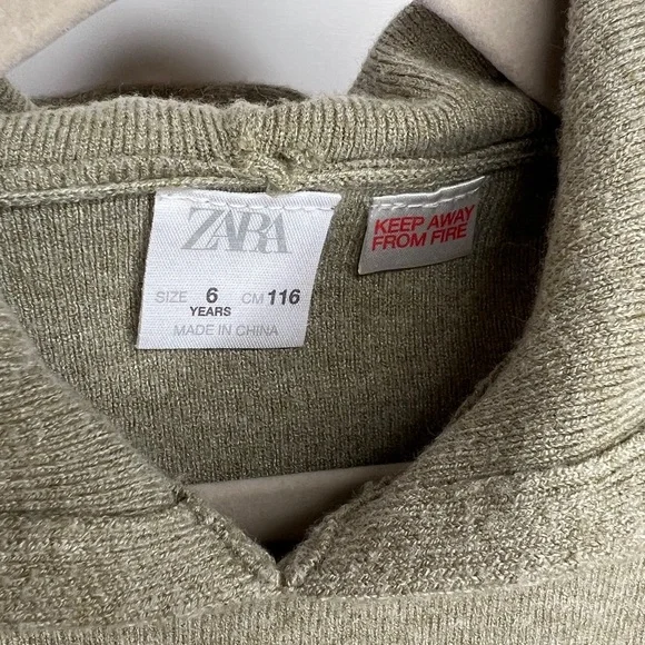 Zara Kids- Pistachio Green, Hooded Sweater - Picture 5 of 8